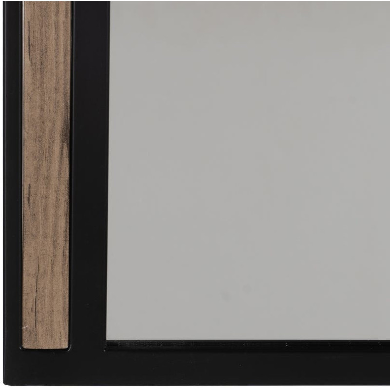 Miroir mural industriel Carré 70x70 en Métal Noir Bois MDF Naturel Nude - 5