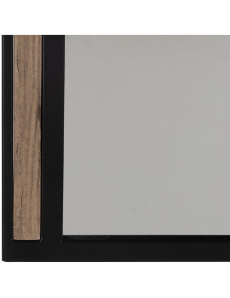 Miroir mural industriel Carré 70x70 en Métal Noir Bois MDF Naturel Nude - 5
