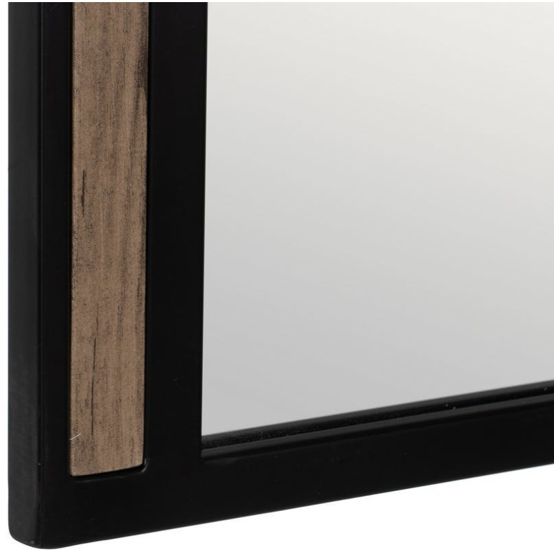 Miroir mural industriel Carré 70x70 en Métal Noir Bois MDF Naturel Nude - 6