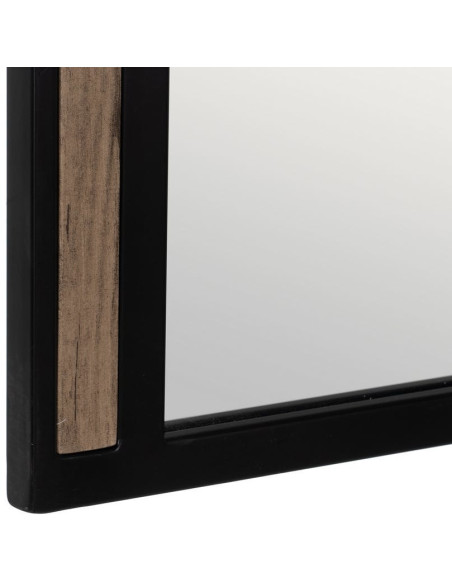 Miroir mural industriel Carré 70x70 en Métal Noir Bois MDF Naturel Nude - 6