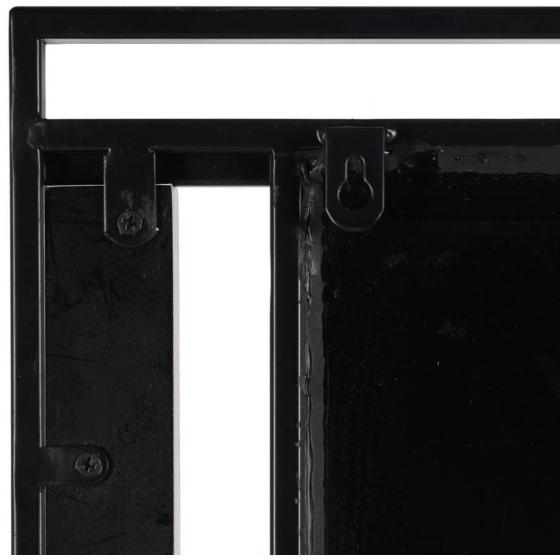 Miroir mural industriel Carré 70x70 en Métal Noir Bois MDF Naturel Nude - 7