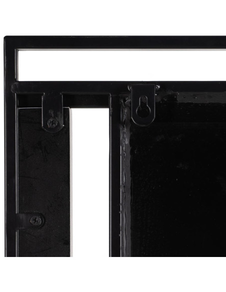 Miroir mural industriel Carré 70x70 en Métal Noir Bois MDF Naturel Nude - 7