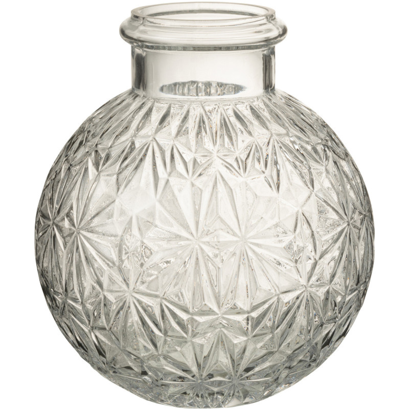 Vase Rond Esmée Hauteur 20 cm en Verre Transparent - 1
