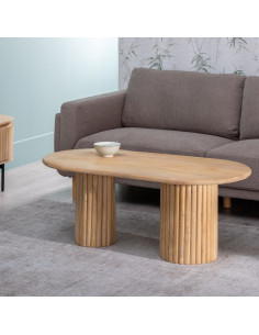 Table basse moderne Ovale en Bois de manguier Naturel Montmartre - 2