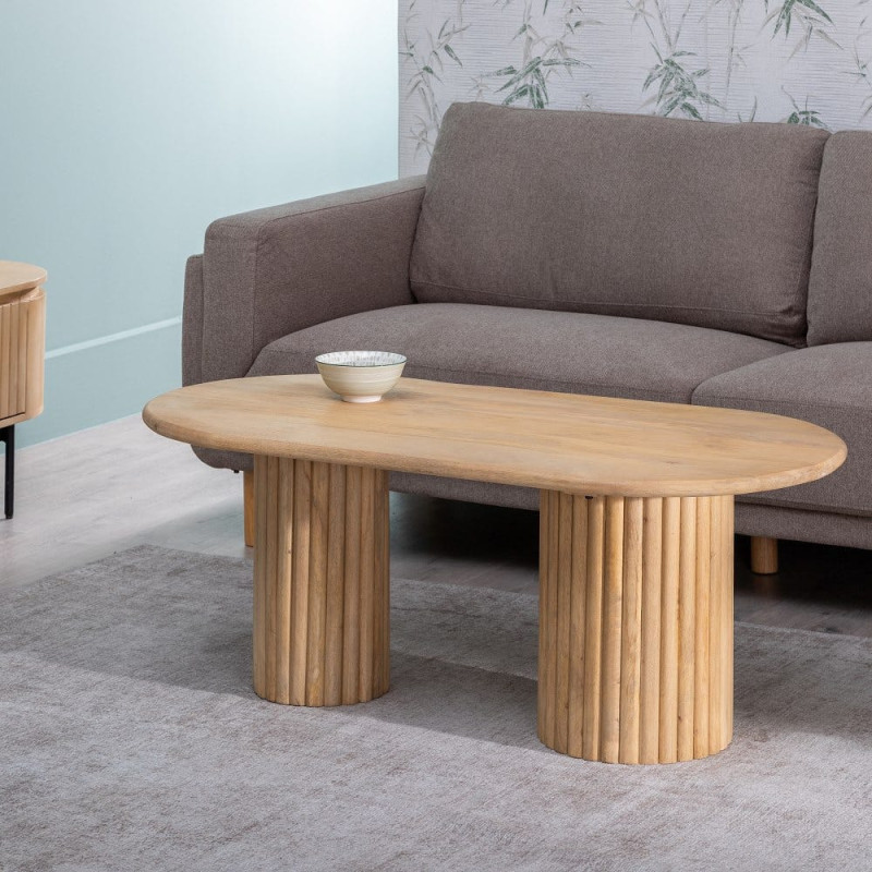 Table basse moderne Ovale en Bois de manguier Naturel Montmartre - 2