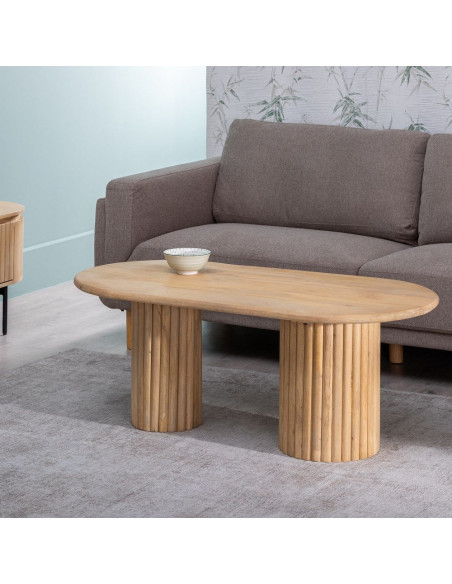 Table basse moderne Ovale en Bois de manguier Naturel Montmartre - 2