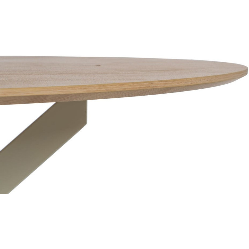 Table à manger moderne Ronde 6 personnes en Bois MDF Naturel Métal Blanc crème Saida - 3