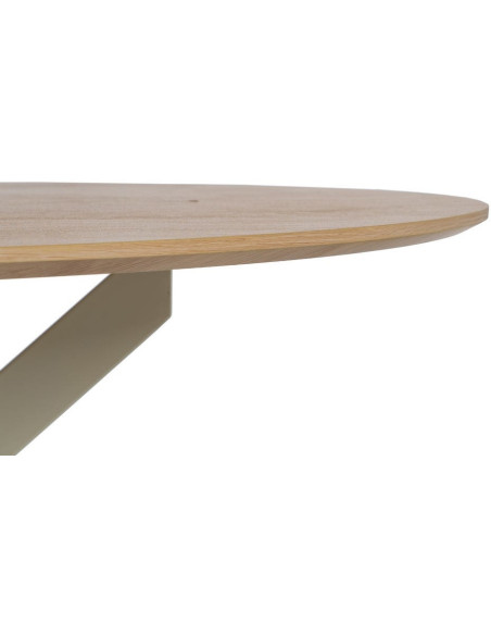 Table à manger moderne Ronde 6 personnes en Bois MDF Naturel Métal Blanc crème Saida - 3