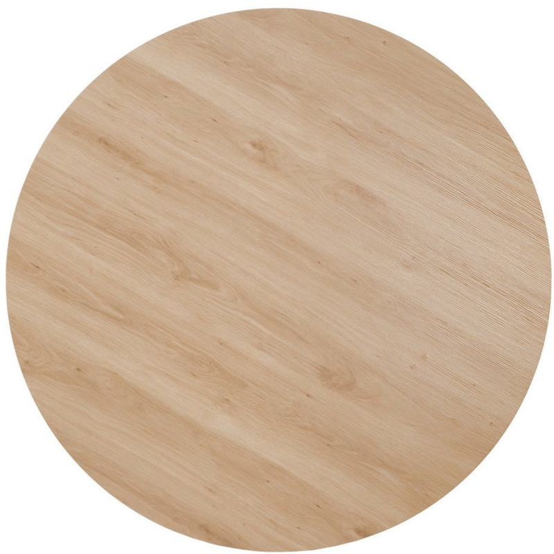 Table à manger moderne Ronde 6 personnes en Bois MDF Naturel Métal Blanc crème Saida - 7