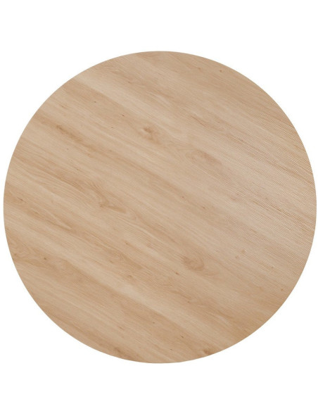 Table à manger moderne Ronde 6 personnes en Bois MDF Naturel Métal Blanc crème Saida - 7