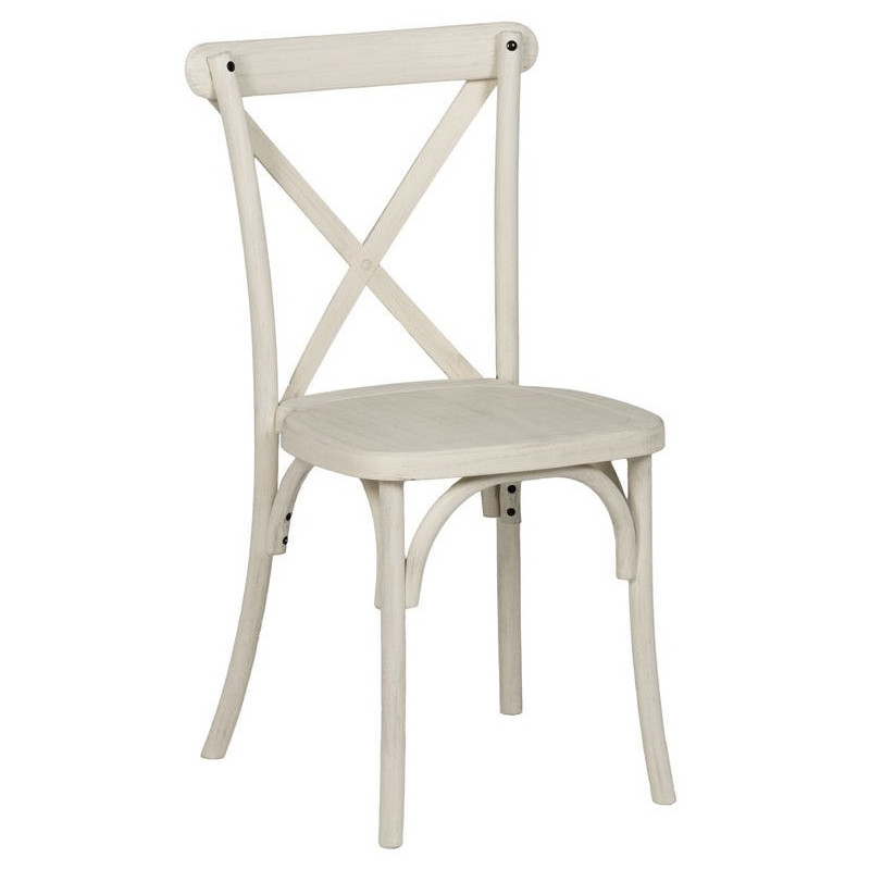 Chaise bistrot dos croisé en Polypropylène Blanc Effet bois Efia (Lot de 2) - 1