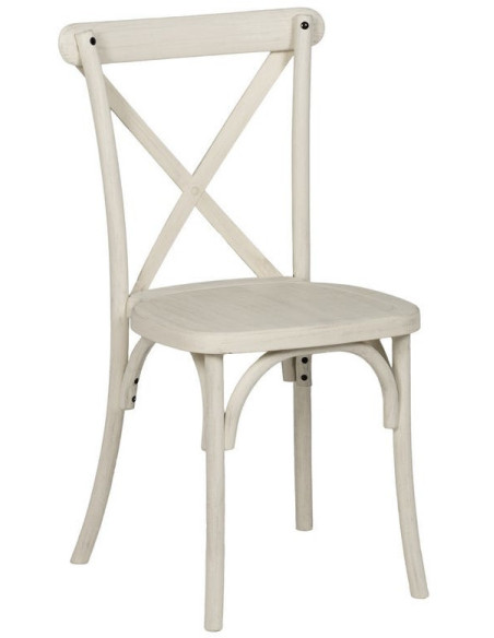 Chaise bistrot dos croisé en Polypropylène Blanc Effet bois Efia (Lot de 2) - 1