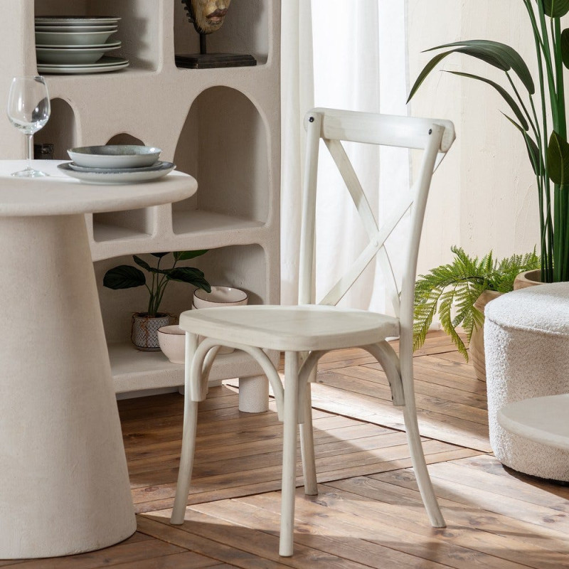 Chaise bistrot dos croisé en Polypropylène Blanc Effet bois Efia (Lot de 2) - 2