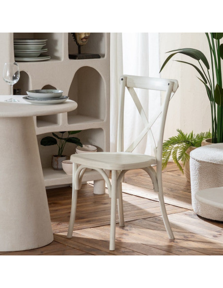 Chaise bistrot dos croisé en Polypropylène Blanc Effet bois Efia (Lot de 2) - 2