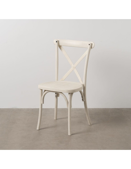 Chaise bistrot dos croisé en Polypropylène Blanc Effet bois Efia (Lot de 2) - 3