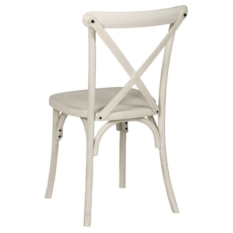 Chaise bistrot dos croisé en Polypropylène Blanc Effet bois Efia (Lot de 2) - 4