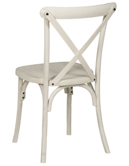 Chaise bistrot dos croisé en Polypropylène Blanc Effet bois Efia (Lot de 2) - 4