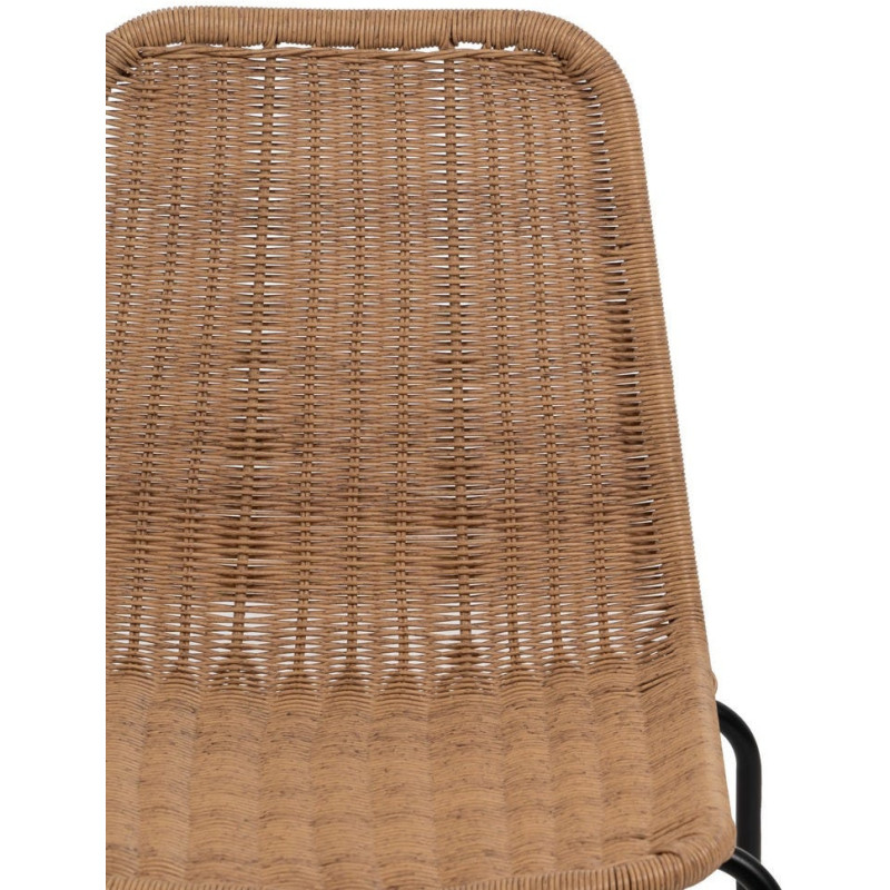 Chaise de jardin vintage en Rotin polyéthylène Naturel Tressé Métal Noir Yoana (Lot de 2) - 4