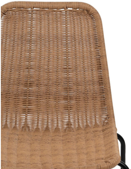Chaise de jardin vintage en Rotin polyéthylène Naturel Tressé Métal Noir Yoana (Lot de 2) - 4