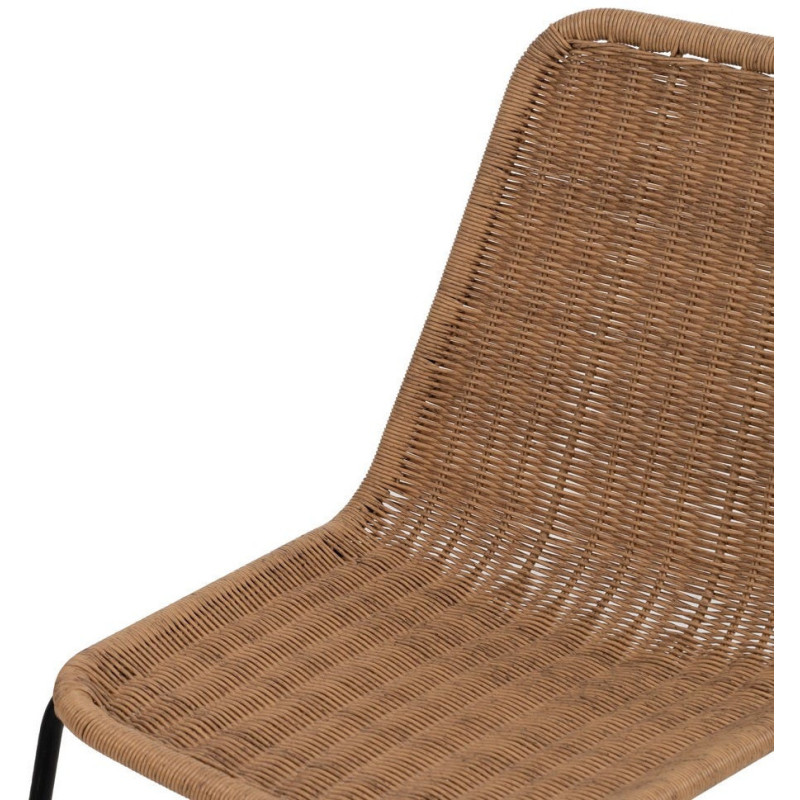 Chaise de jardin vintage en Rotin polyéthylène Naturel Tressé Métal Noir Yoana (Lot de 2) - 5