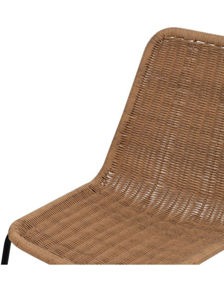 Chaise de jardin vintage en Rotin polyéthylène Naturel Tressé Métal Noir Yoana (Lot de 2) - 5