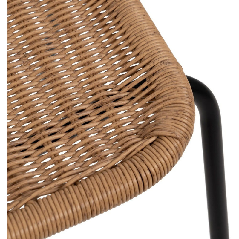 Chaise de jardin vintage en Rotin polyéthylène Naturel Tressé Métal Noir Yoana (Lot de 2) - 7