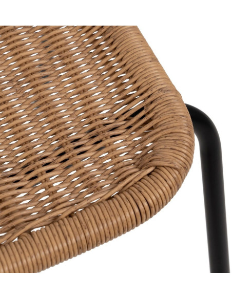 Chaise de jardin vintage en Rotin polyéthylène Naturel Tressé Métal Noir Yoana (Lot de 2) - 7