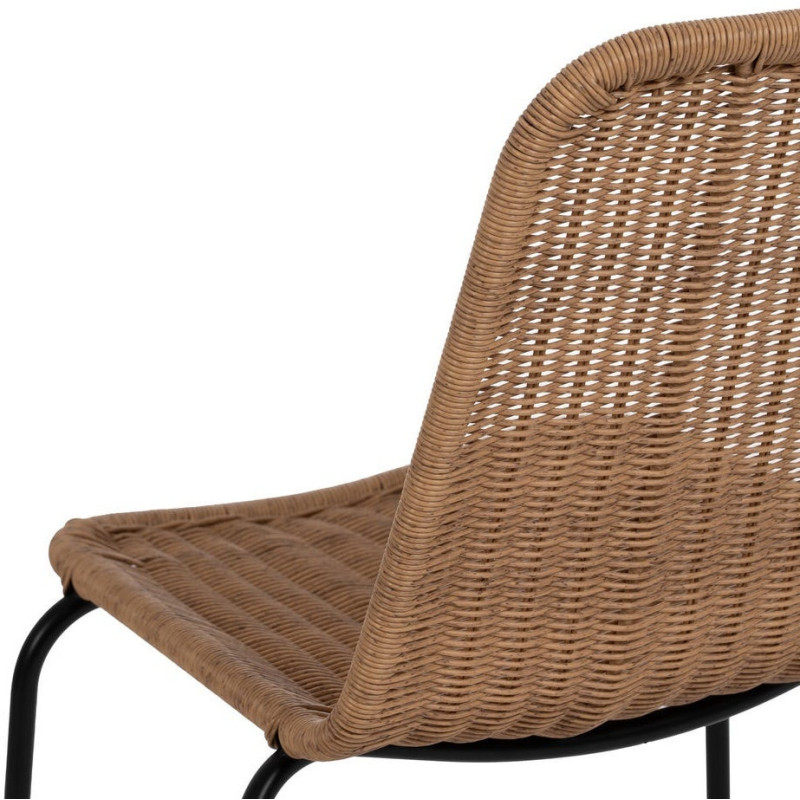 Chaise de jardin vintage en Rotin polyéthylène Naturel Tressé Métal Noir Yoana (Lot de 2) - 8