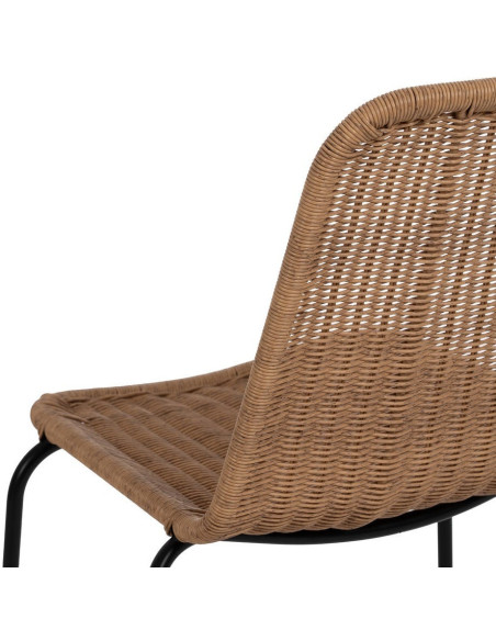 Chaise de jardin vintage en Rotin polyéthylène Naturel Tressé Métal Noir Yoana (Lot de 2) - 8