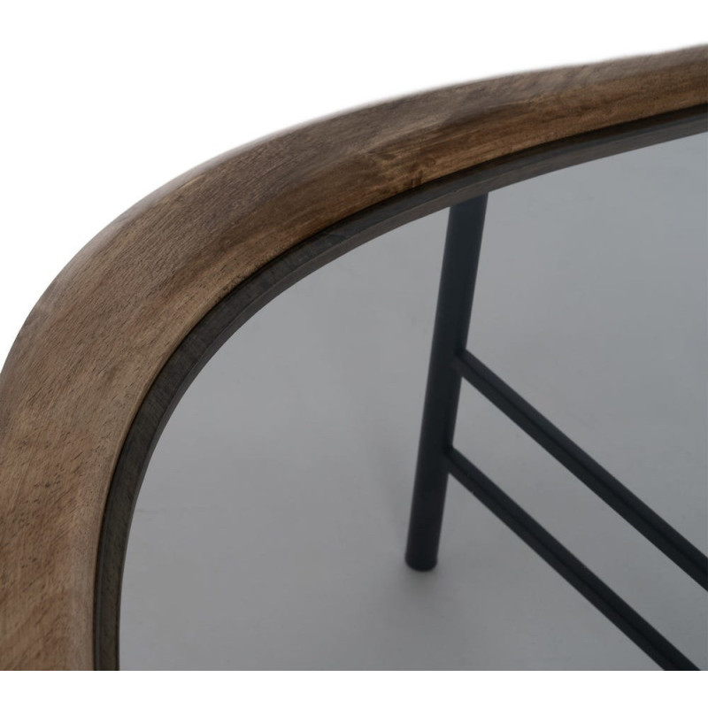 Grande Table basse originale Organique en Bois d'hévéa Marron Verre Transparent Métal Noir Helria - 2