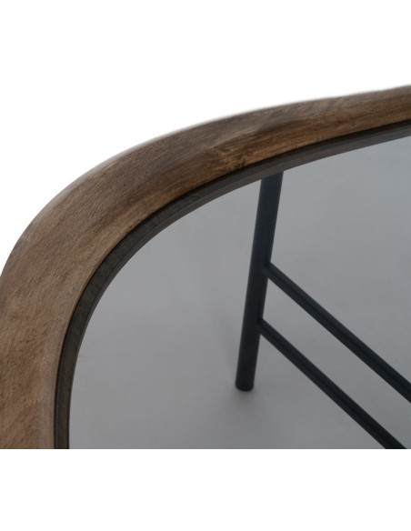 Grande Table basse originale Organique en Bois d'hévéa Marron Verre Transparent Métal Noir Helria - 2