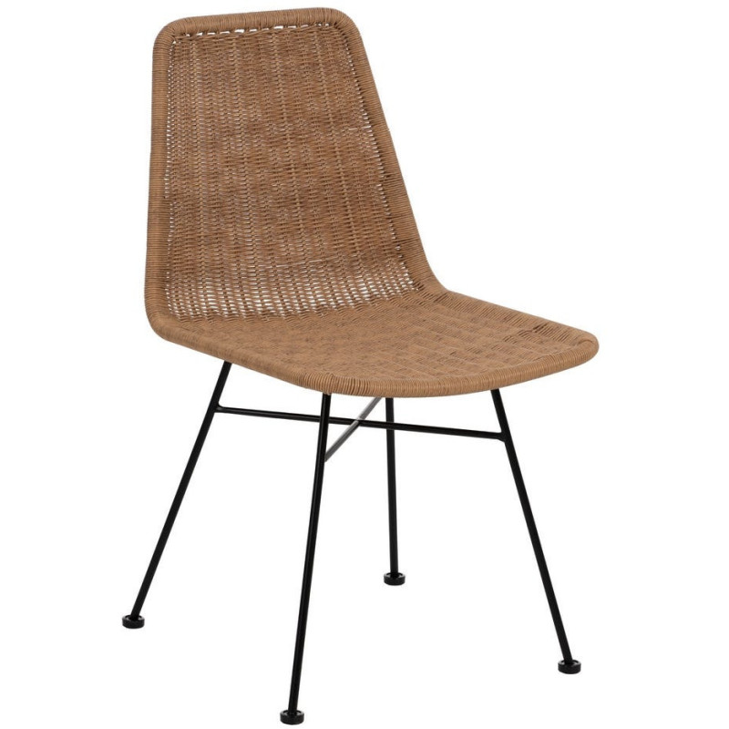 Chaise de jardin vintage en Rotin polyéthylène Naturel Tressé Métal Noir Uma (Lot de 2) - 1