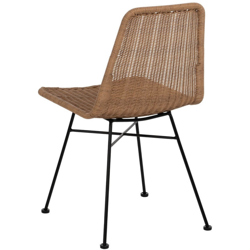 Chaise de jardin vintage en Rotin polyéthylène Naturel Tressé Métal Noir Uma (Lot de 2) - 4