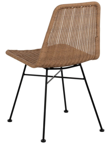 Chaise de jardin vintage en Rotin polyéthylène Naturel Tressé Métal Noir Uma (Lot de 2) - 4