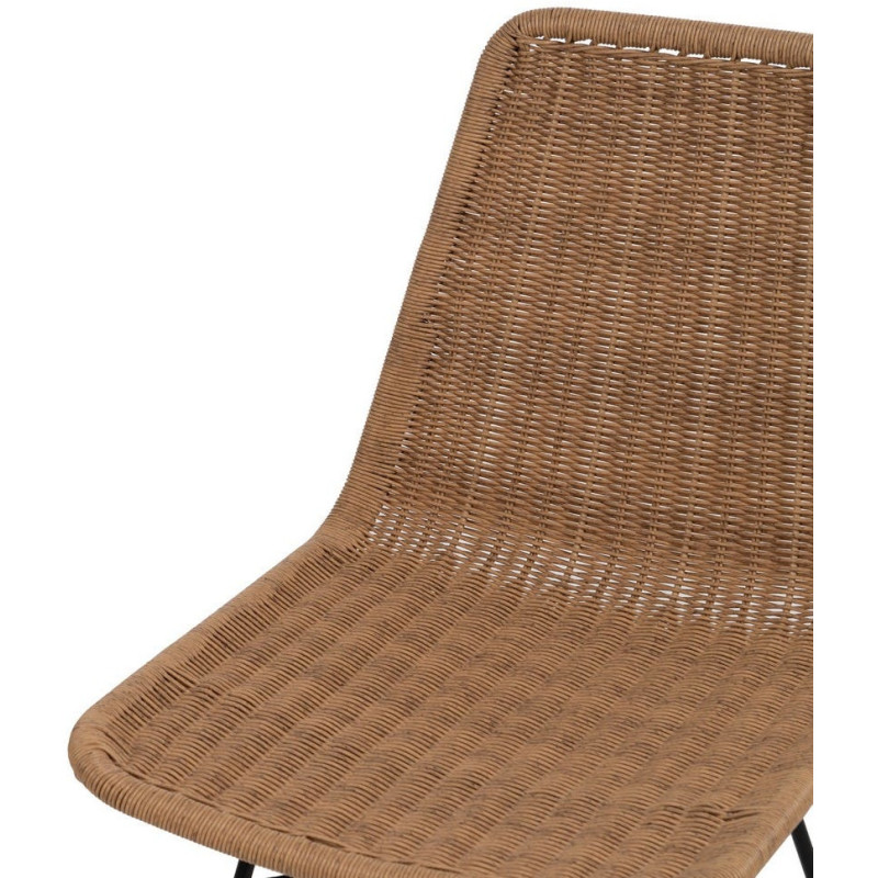Chaise de jardin vintage en Rotin polyéthylène Naturel Tressé Métal Noir Uma (Lot de 2) - 6