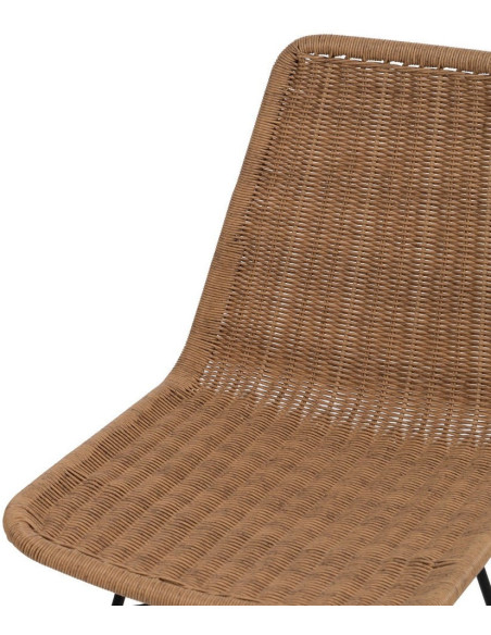 Chaise de jardin vintage en Rotin polyéthylène Naturel Tressé Métal Noir Uma (Lot de 2) - 6