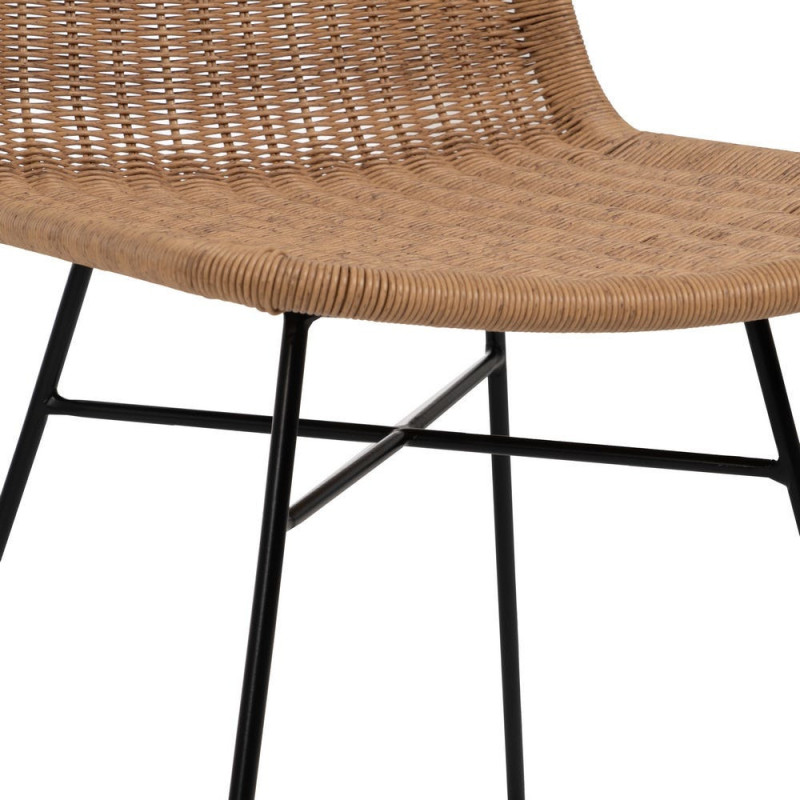 Chaise de jardin vintage en Rotin polyéthylène Naturel Tressé Métal Noir Uma (Lot de 2) - 7