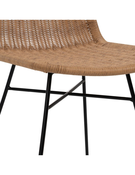 Chaise de jardin vintage en Rotin polyéthylène Naturel Tressé Métal Noir Uma (Lot de 2) - 7