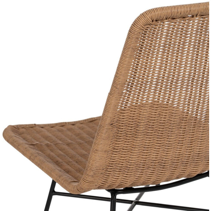 Chaise de jardin vintage en Rotin polyéthylène Naturel Tressé Métal Noir Uma (Lot de 2) - 8