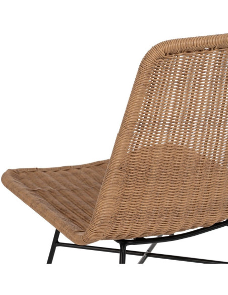 Chaise de jardin vintage en Rotin polyéthylène Naturel Tressé Métal Noir Uma (Lot de 2) - 8