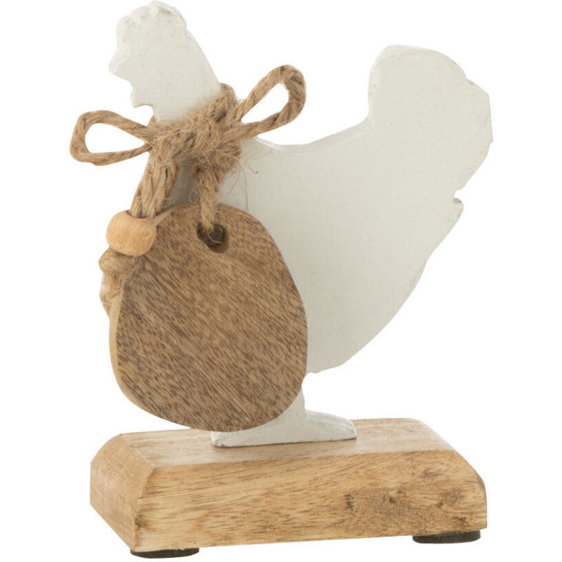 Objet déco à poser Coq Hauteur 10 cm en Métal Blanc Bois Naturel Chicky - 1