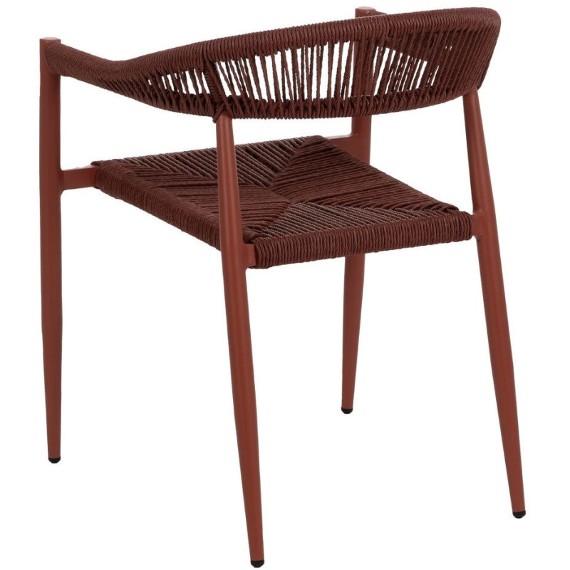 Fauteuil de table extérieur moderne en Rotin polyéthylène Tressé Métal Terracotta Dario (Lot de 2) - 4