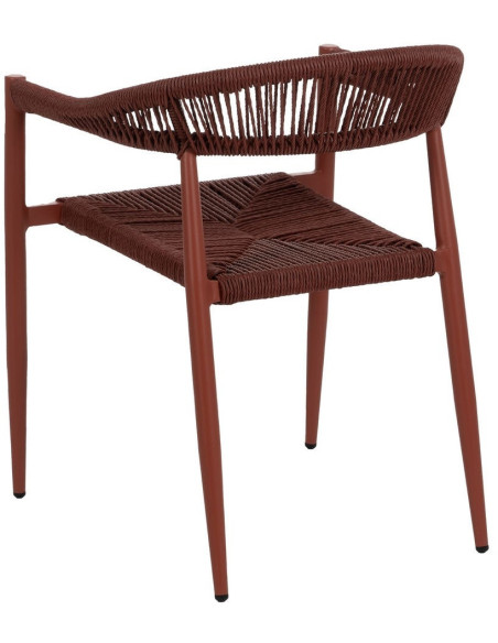 Fauteuil de table extérieur moderne en Rotin polyéthylène Tressé Métal Terracotta Dario (Lot de 2) - 4