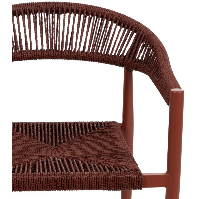 Fauteuil de table extérieur moderne en Rotin polyéthylène Tressé Métal Terracotta Dario (Lot de 2) - 5