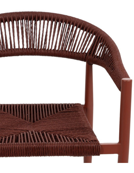 Fauteuil de table extérieur moderne en Rotin polyéthylène Tressé Métal Terracotta Dario (Lot de 2) - 5