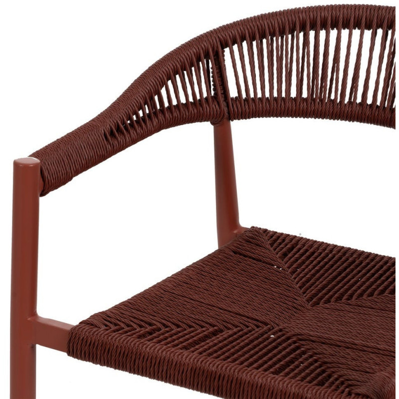 Fauteuil de table extérieur moderne en Rotin polyéthylène Tressé Métal Terracotta Dario (Lot de 2) - 6