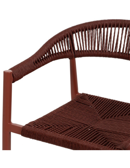 Fauteuil de table extérieur moderne en Rotin polyéthylène Tressé Métal Terracotta Dario (Lot de 2) - 6