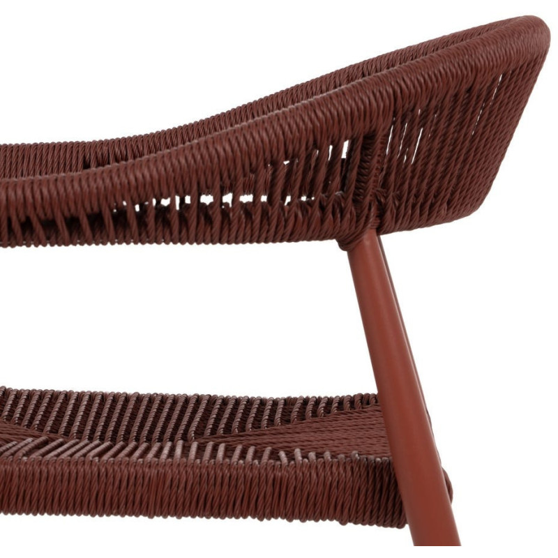 Fauteuil de table extérieur moderne en Rotin polyéthylène Tressé Métal Terracotta Dario (Lot de 2) - 7