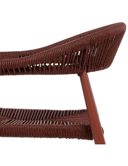 Fauteuil de table extérieur moderne en Rotin polyéthylène Tressé Métal Terracotta Dario (Lot de 2) - 7