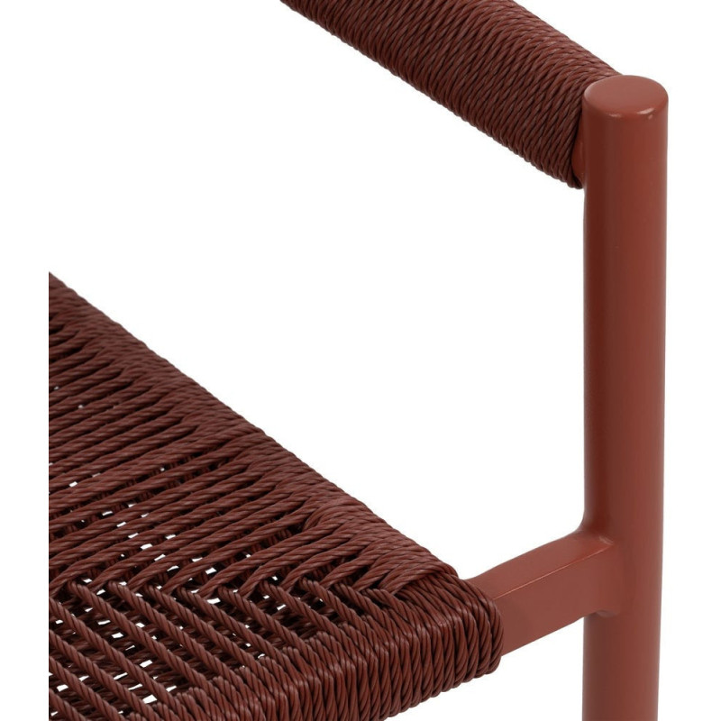 Fauteuil de table extérieur moderne en Rotin polyéthylène Tressé Métal Terracotta Dario (Lot de 2) - 9